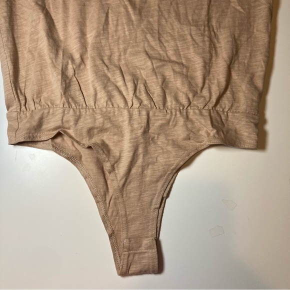 Promesa 100% Cotton Bodysuit | Sand & Ivory | Cap Sleeves with Shoulder Pads - Picture 10 of 12